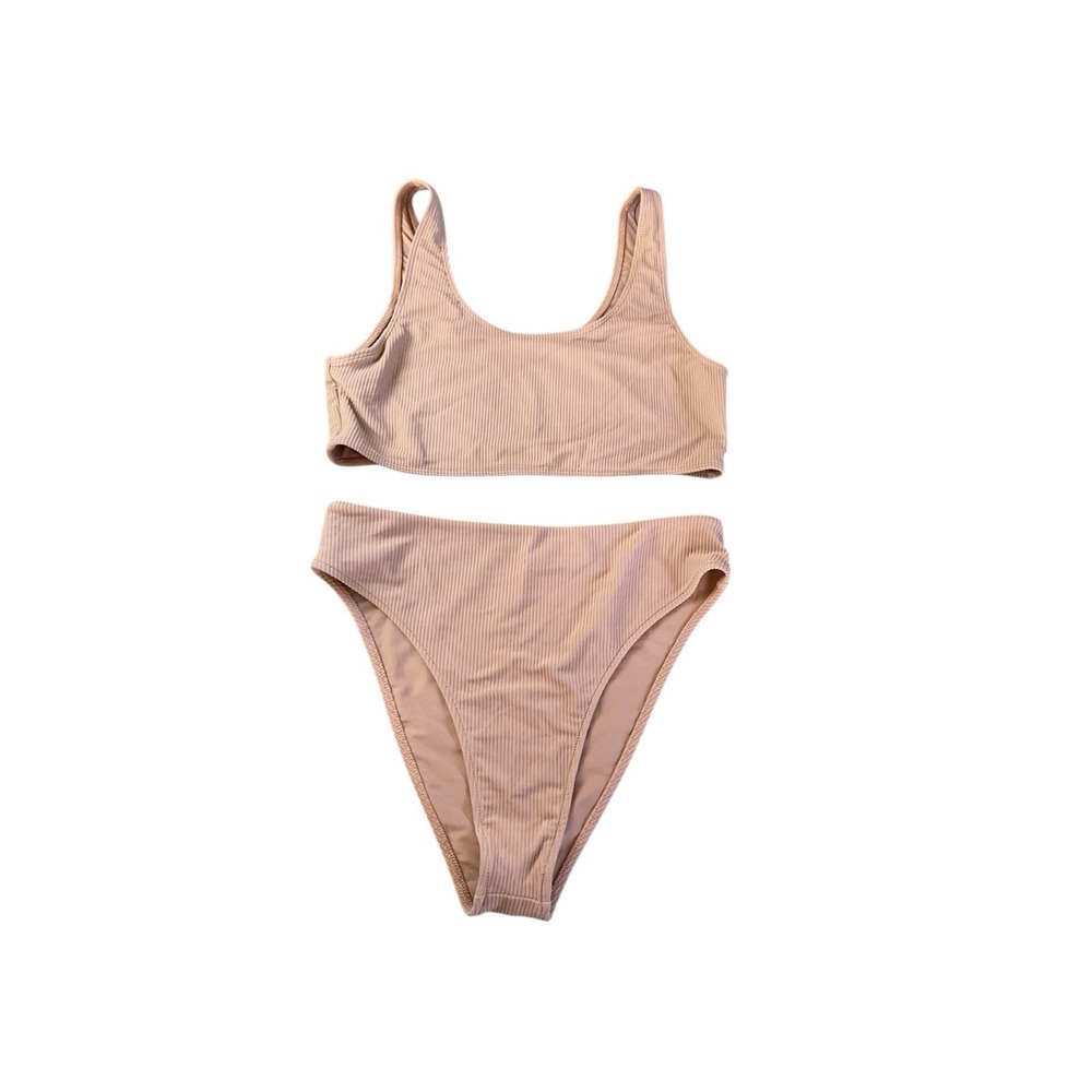 Frankies Bikinis Cherub Connor Ribbed Scoop Bikini Set  Brown Taupe Size XL‎